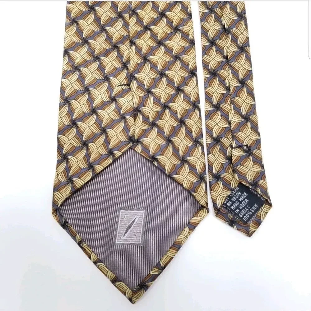 Z Inc Mens Golden Yellow & Blue Geometric Print